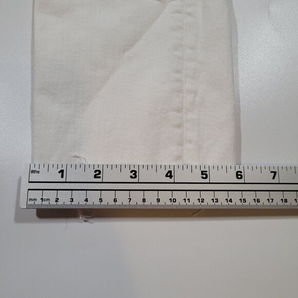 White High Rise Straight Leg Cropped Raw Hem Jeans Casual Denim - Picture 8 of 13